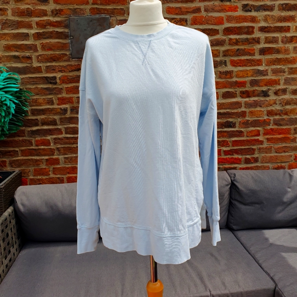 Sweaty Betty Sweatshirt Side Split Light Blue Small Oversize Relaxed - Picture 1 of 16